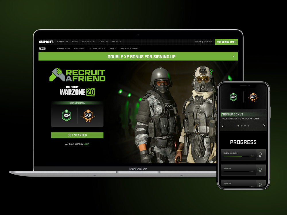 Warzone Recruit a Friend web experience